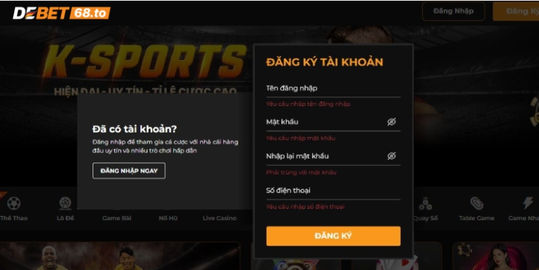 Lưu ý khi đăng ký DEBET Lưu ý khi đăng ký DEBET